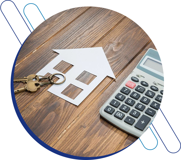 A house with keys and calculator on the table